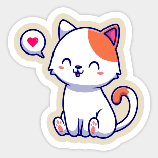 Cute Cat Sitting Cartoon Sticker